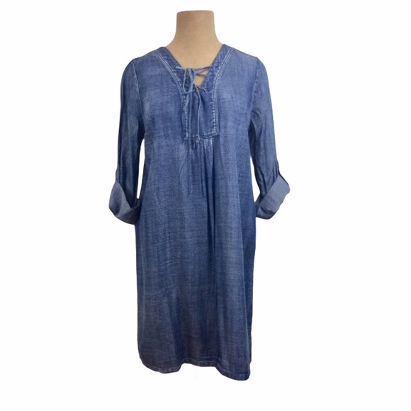 Anthropologie Skies Are Blue Shift dress Blue Small - Picture 1 of 5